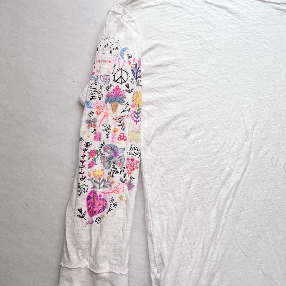 Natural Life Womens Oversized Cotton Doodle Tee Sz XXL Boho Hippie Casual - Picture 4 of 14